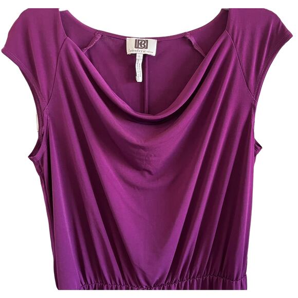 LAUNDRY BY DESIGN CAP SLEEVE DRESS, WOMENS, L, BURGANDY & BLUE HEM, FIT & FLARE - Picture 2 of 11